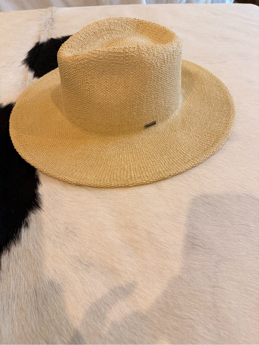 Brixton Natural Straw Fedora Hat with Subtle Logo